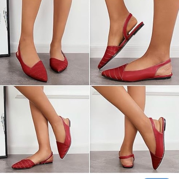 laicigo Shoes - Women's Red Pointed Slingback Flats by